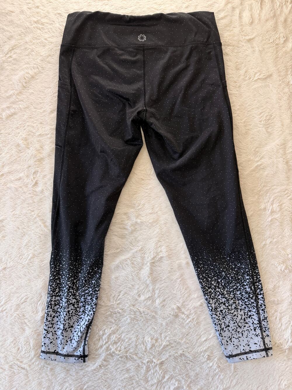 Pro Player Womens M Black Speckle Ombre Splatter High Rise Pocket Leggings 24